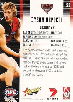 2012 Select AFL Champions #55 Dyson Heppell Back